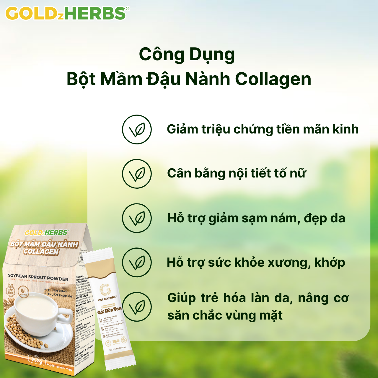 Bột mầm đậu nành Collagen GoldzHerbs – 14 gói/ 500g