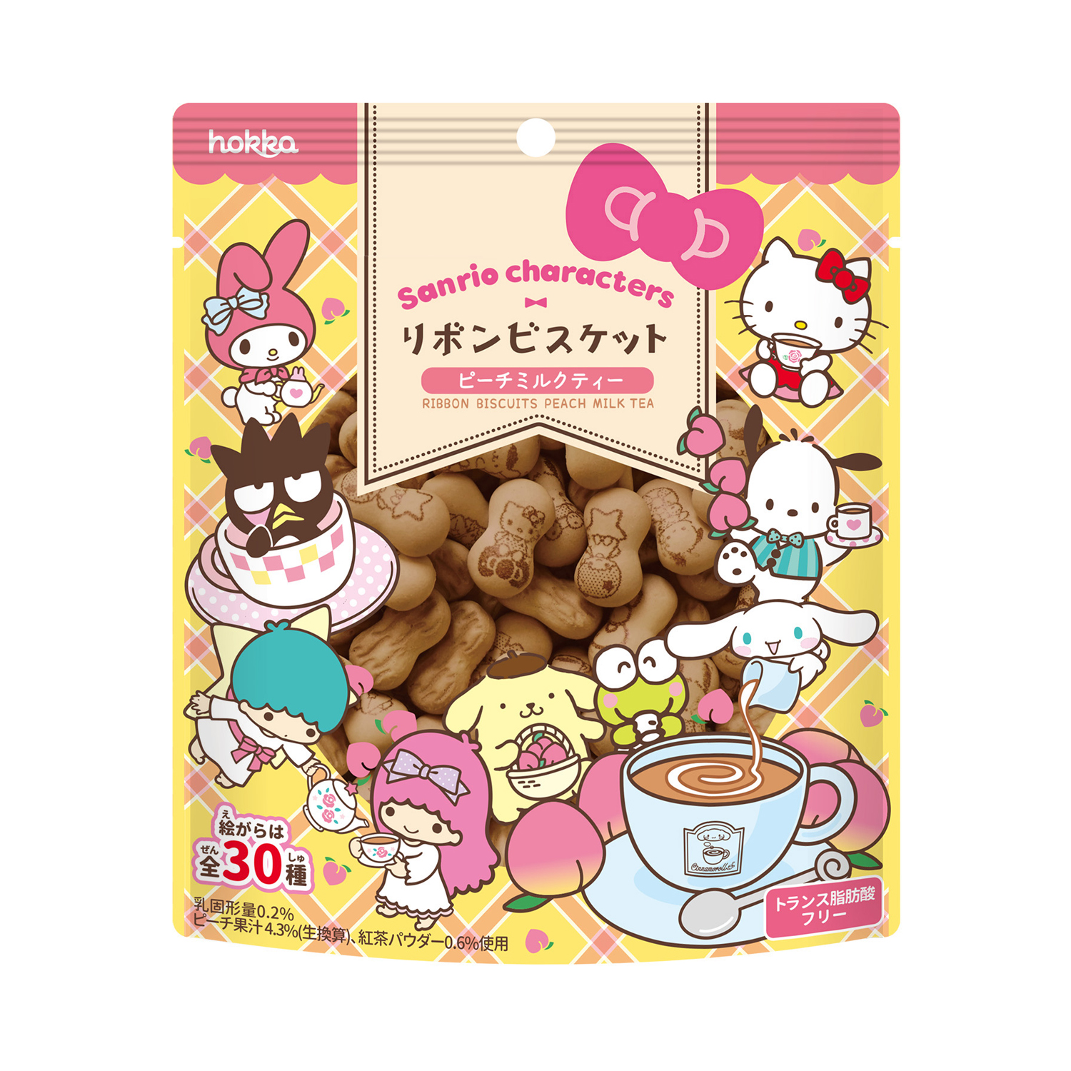 Bánh qui nơ Sanrio vị trà sữa đào Hokka Nhật 42g