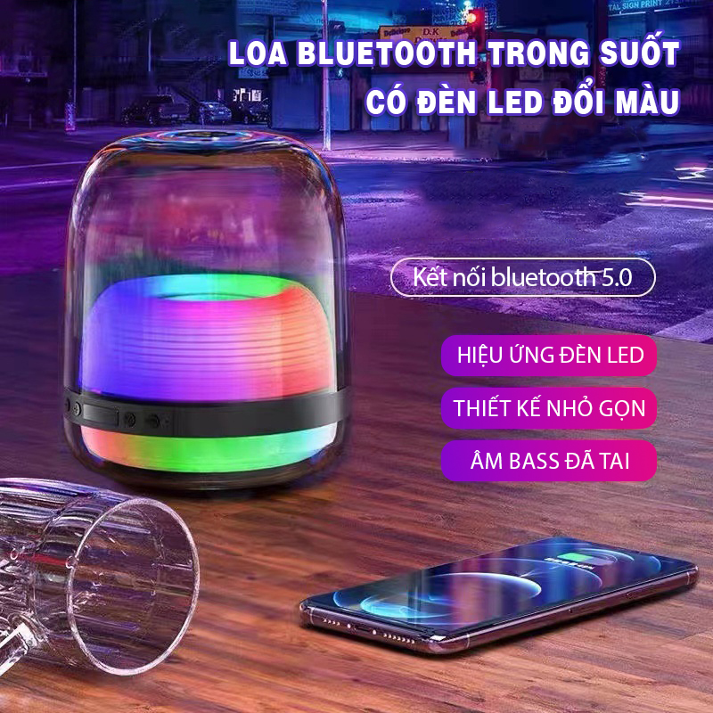 Loa Bluetooth Mini L30, dải đèn LED đổi màu nháy theo nhạc ấn tượng- D1480