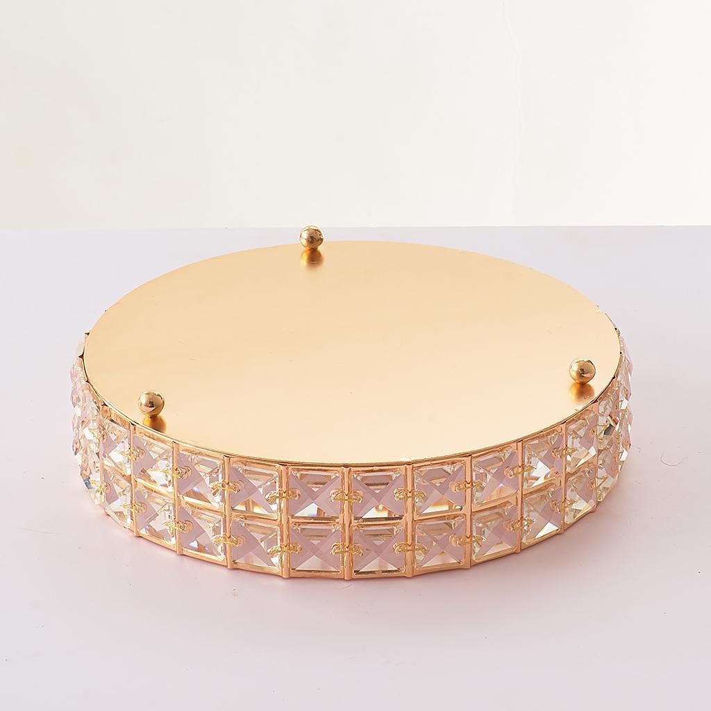 Mirrored Jewelry Tray Holder Dresser Vanity Cosmetic Organizer Plate Golden