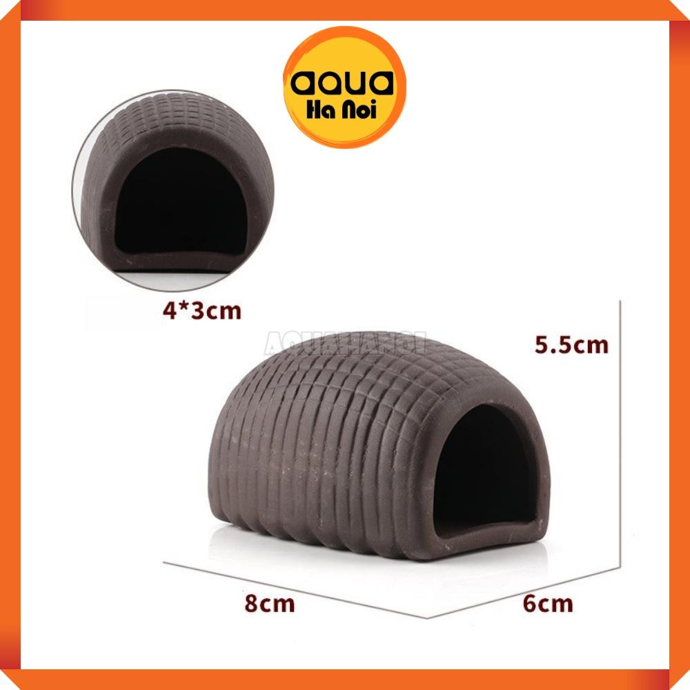 Đồ chơi tép cảnh bằng gốm - Nhà bán nguyệt - 8*6.5*5.5 - Trang trí hồ cá tép cảnh, giúp tép trú ẩn xả stress