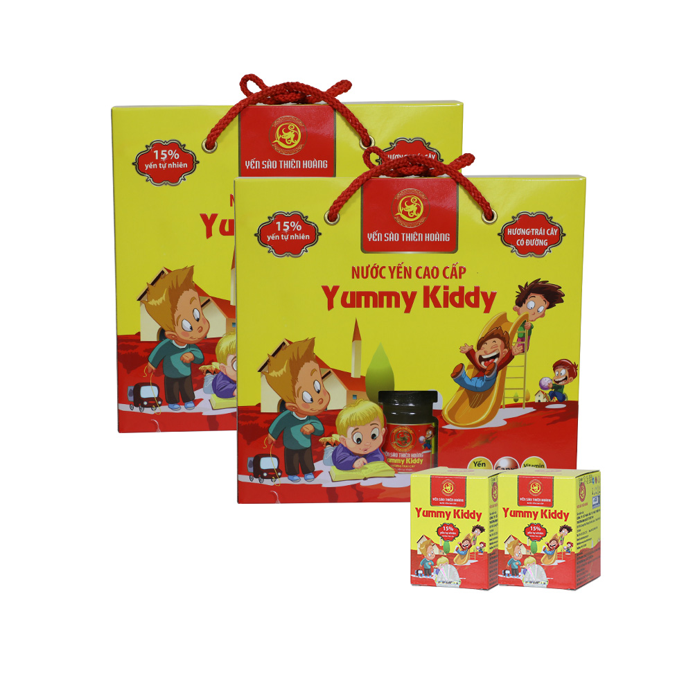 [ Combo 5 Hộp ] Yến Yummy Kiddy Hương Trái Cây Thiên Hoàng (6 Lọ/Hộp) - Tặng 2 Khăn Đa Năng Hàn Quốc