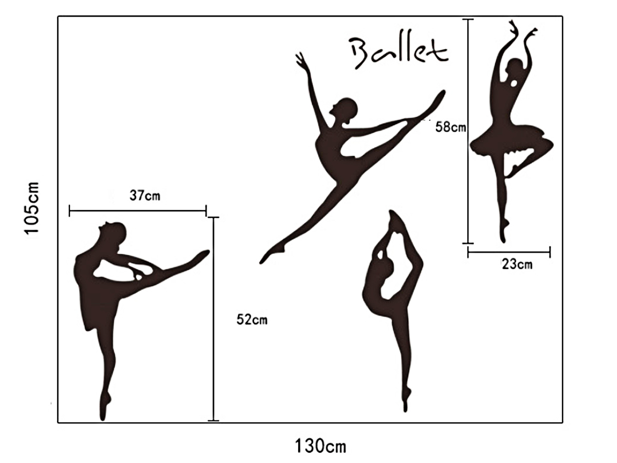 decal dán tường hình vũ công ba lê đen