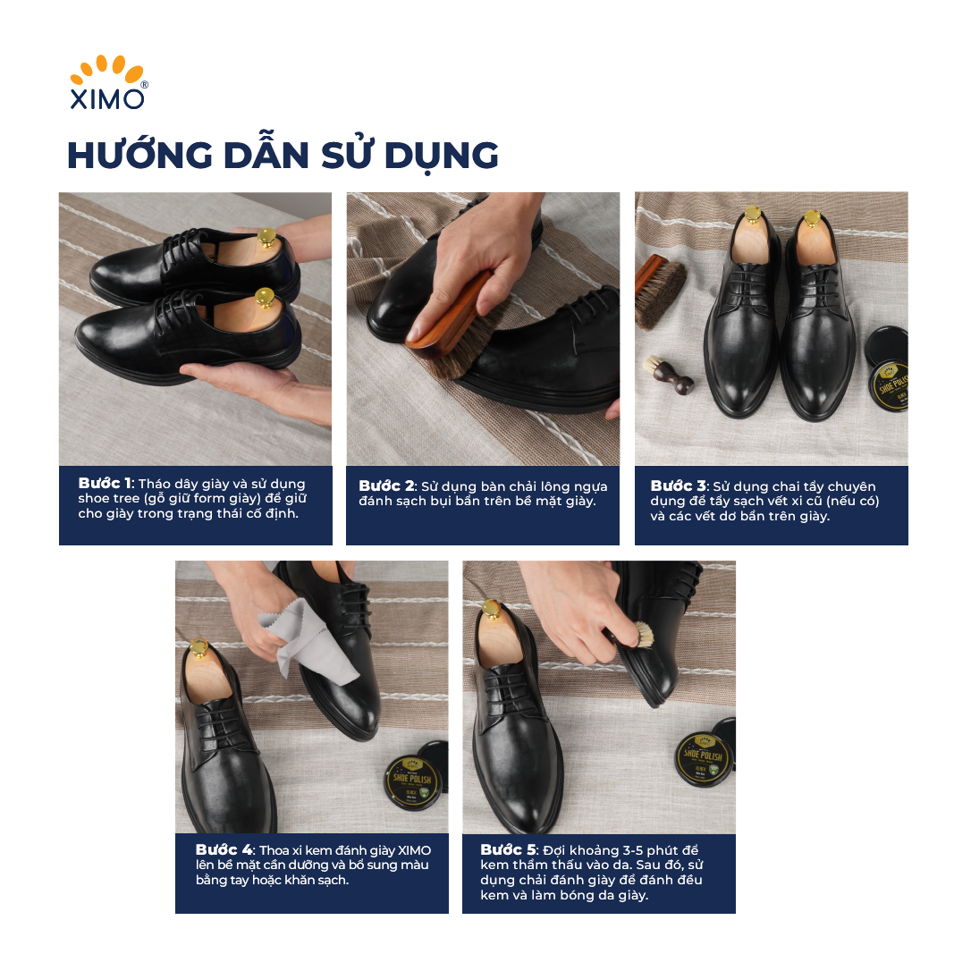 Xi đánh giày dạng sáp phục hồi và đánh bóng giày, đồ da SHOE POLISH 50ml