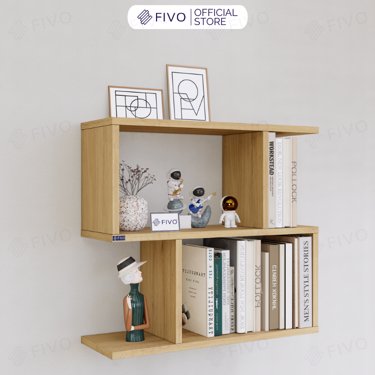 Kệ Sách Gỗ Treo Tường FIVO FB44 Đa Năng, Thiết Kế Âm Tường, Chất Liệu Gỗ Dày Chống Ẩm, Dễ Dàng Lắp Ráp