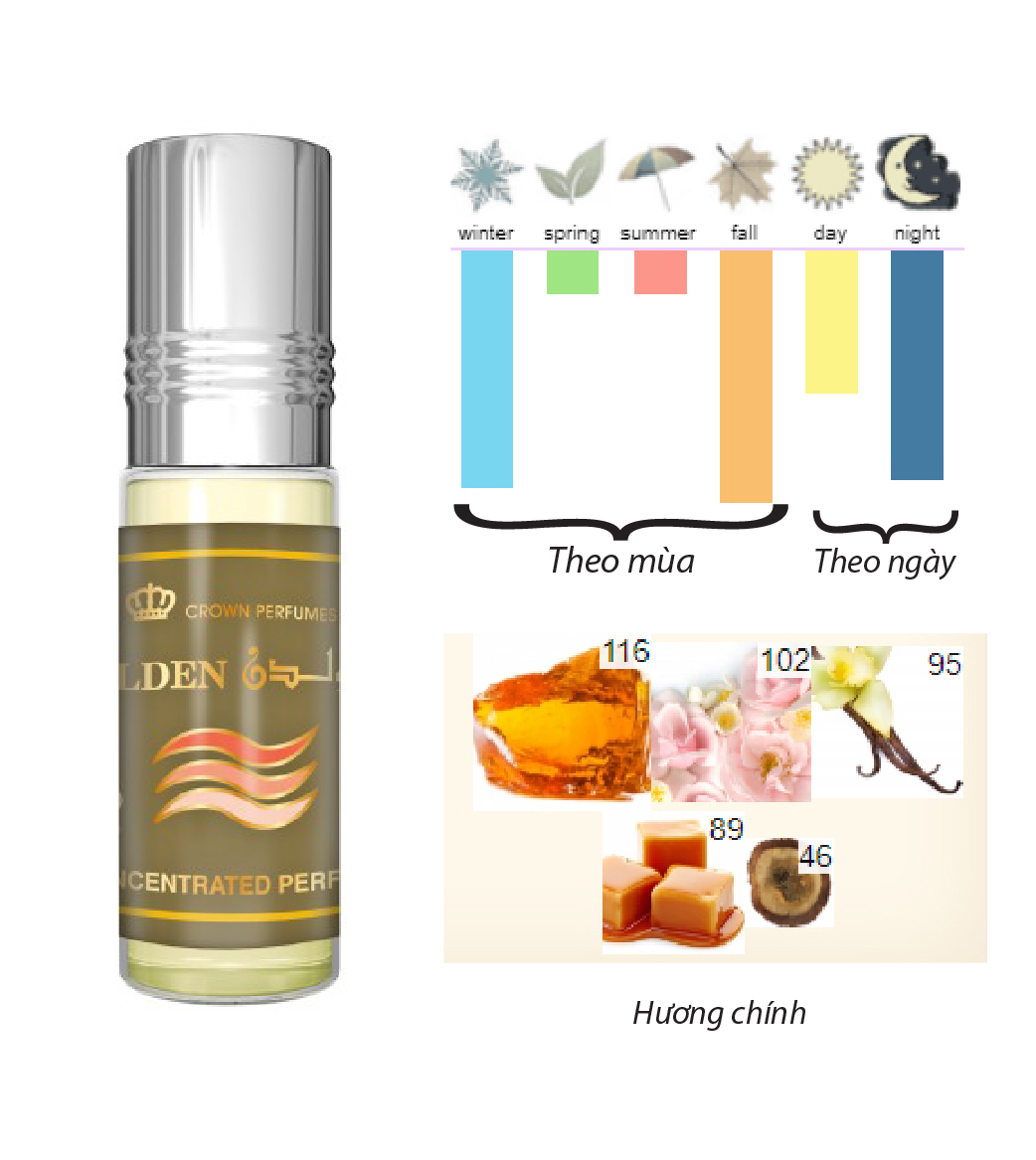 UNISEX_Tinh dầu nước hoa GOLDEN Al-Rehab (hàng chính hãng )