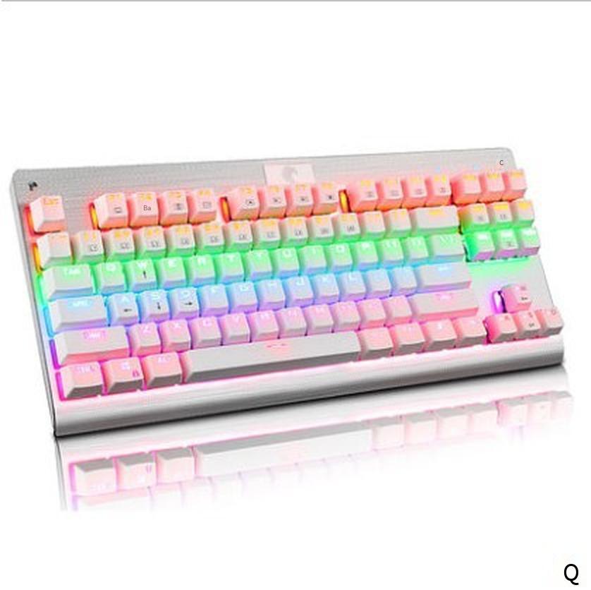 Khuyến mại E element Z-77 bàn phím cơ 87 phím trục xanh full-key no punch bàn phím chơi game bàn phím cơ có đèn nền nhiều màu sắc