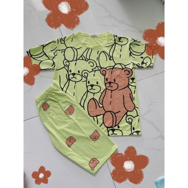 Đồ Bộ Nữ Bao Đẹp, Bộ gấu quần ngố, Chất Thun Cotton 100%, 40kg đến 60kg vừa