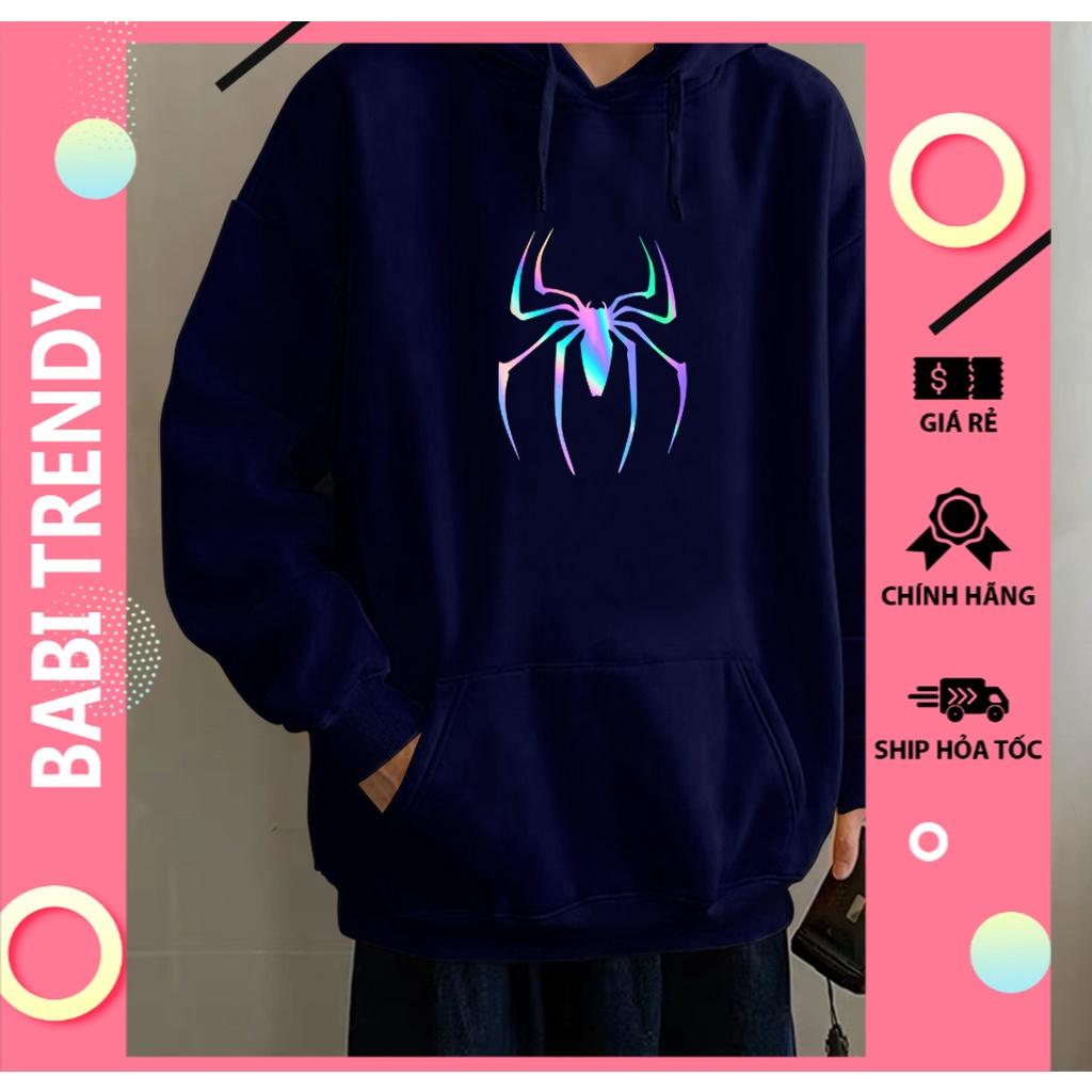 Áo hoodie con nhện phản quang, áo khoác nỉ nam nữ unisex form rộng dáng hàn – ST178- babitrendy