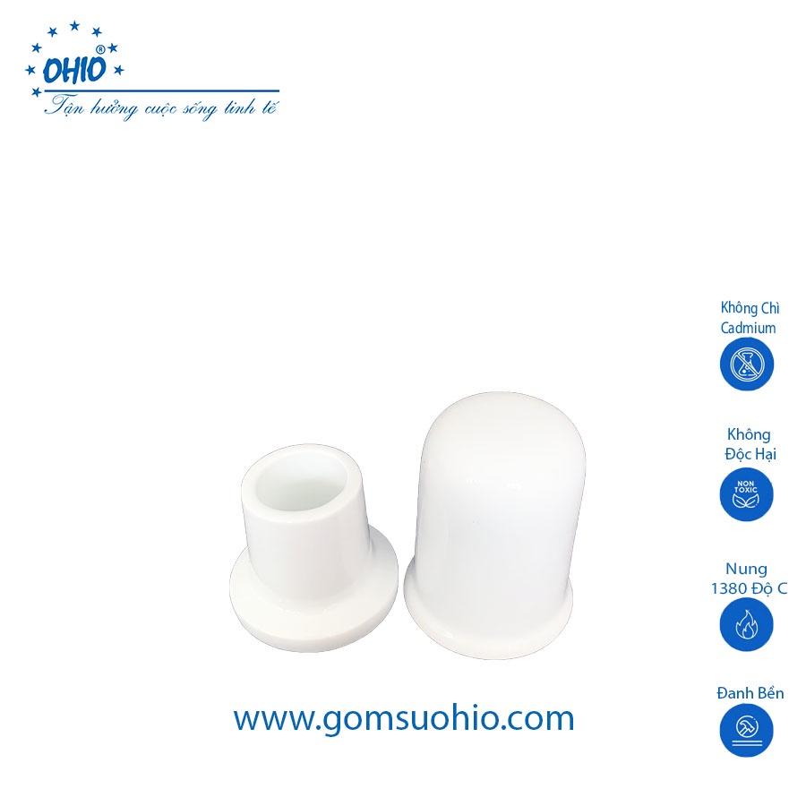 Ống Tăm Có Nắp Sứ Trắng OHIO