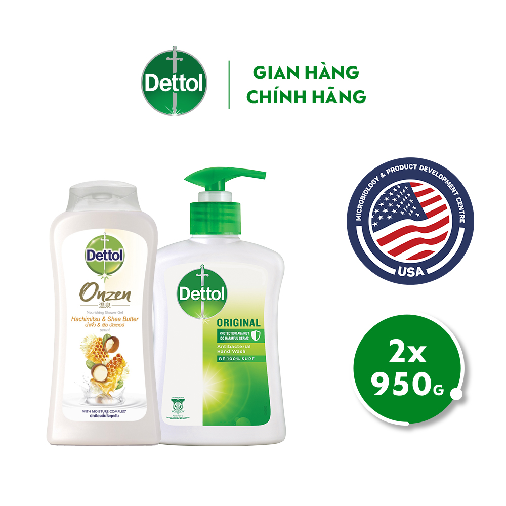 COMBO CHAI SỮA TẮM DETTOL KHÁNG KHUẨN VÀ DƯỠNG THỂ 200G + NƯỚC RỬA TAY 250G