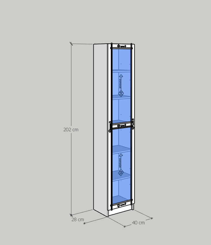 [Happy Home Furniture] CATY, kệ sách 6 tầng cửa kính size nhỏ,  40cm x 30cm x 202cm (DxRxC), KSA_011