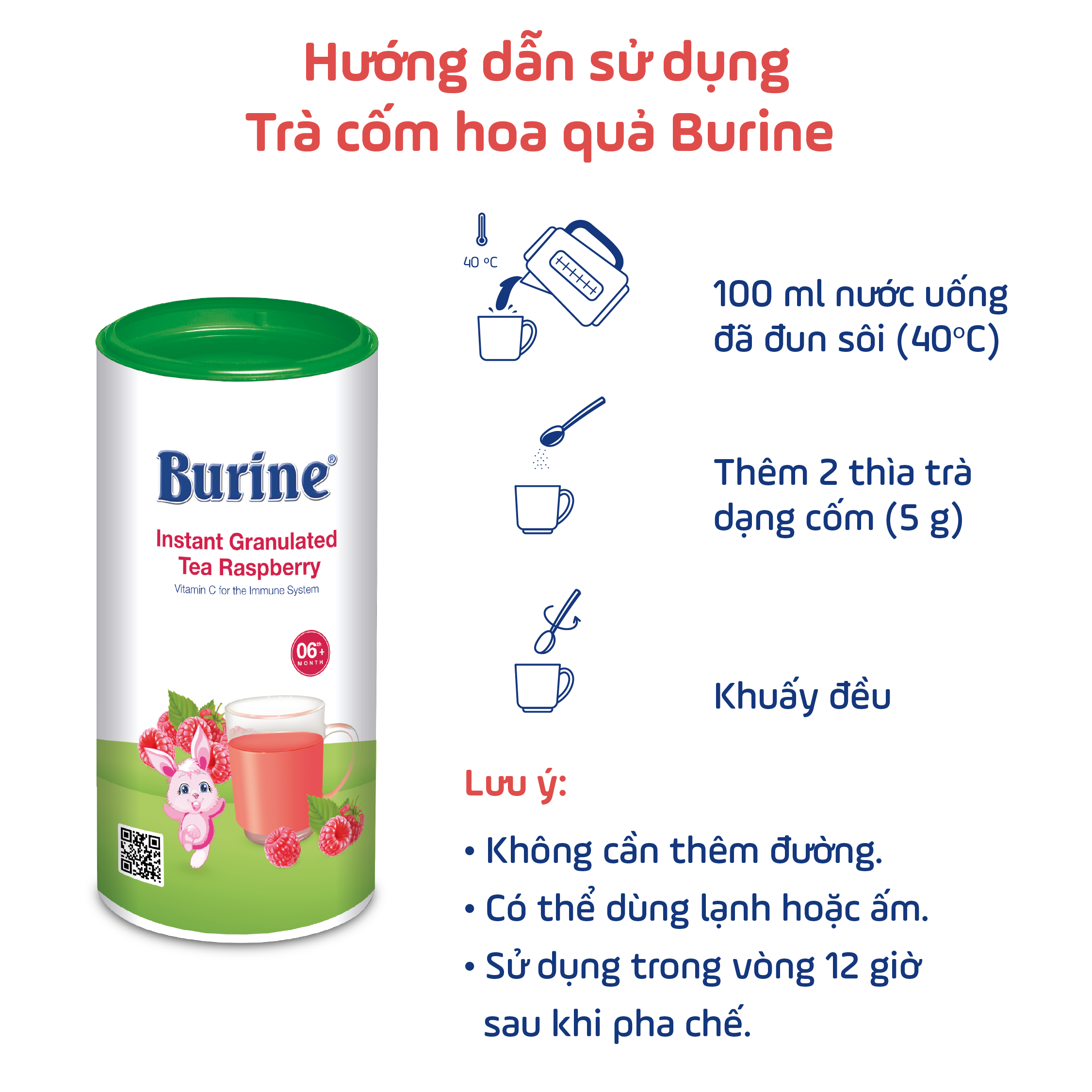 Trà cốm hoa quả Burine dinh dưỡng dành cho bé - Vị Mâm Xôi giúp hỗ trợ tiêu hoá, tăng cường đề kháng