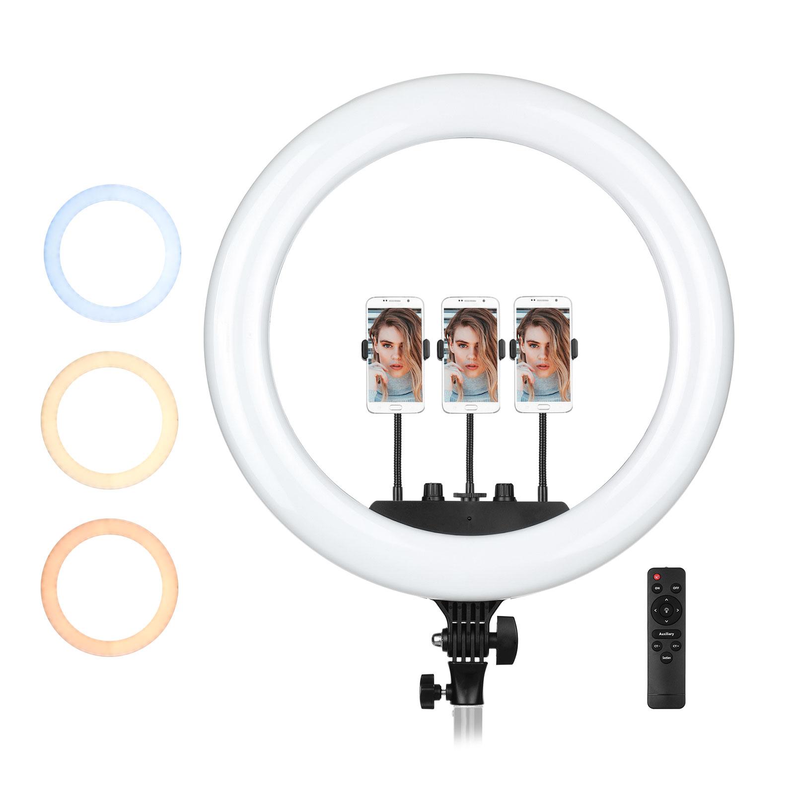 Bộ đèn chụp ảnh 18 inch LED Ring Light 3200K-5600K Có thể điều chỉnh độ sáng vô cấp Điều khiển từ xa