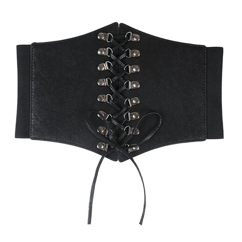 Women's Dress Belt Cincher Corset Belt PU Waistband Wide Lace-up Corset