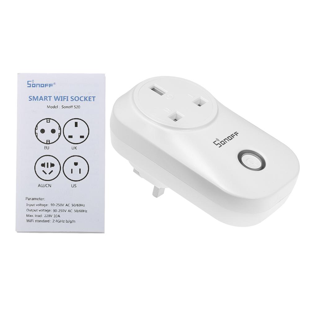 SONOFF S20 ITEAD Wifi Wireless Remote Control Socket Charging Adapter Smart Home Power Socket UK Via Phone App Smart Timer Works with Amazon Alexa and for Google Home/Nest Home Plug
