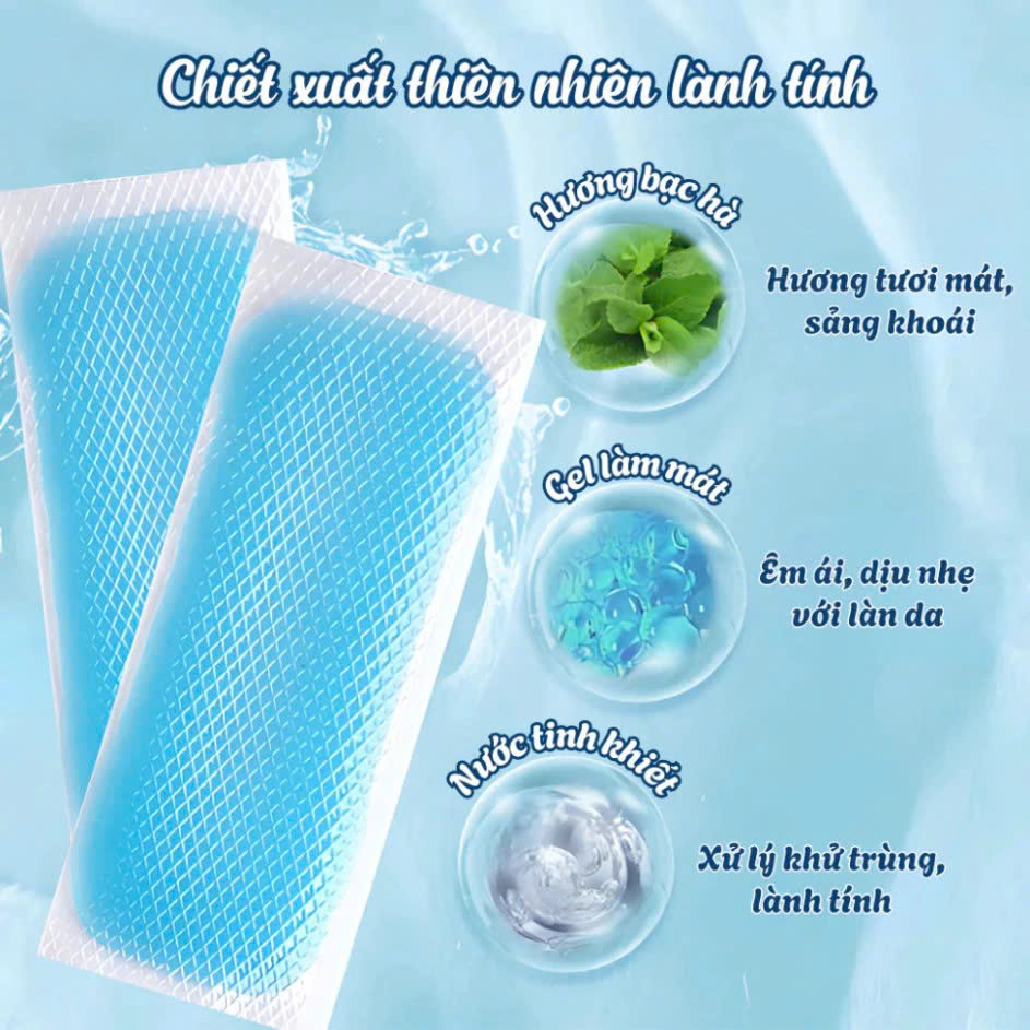 COMBO  4 Miếng Dán LÀM MÁT Cơ Thể ĐIỆN THOẠI Gel Làm Mát Chống Nóng Bạc Hà Tác Dụng 8 Tiếng Không Kích Ứng Da