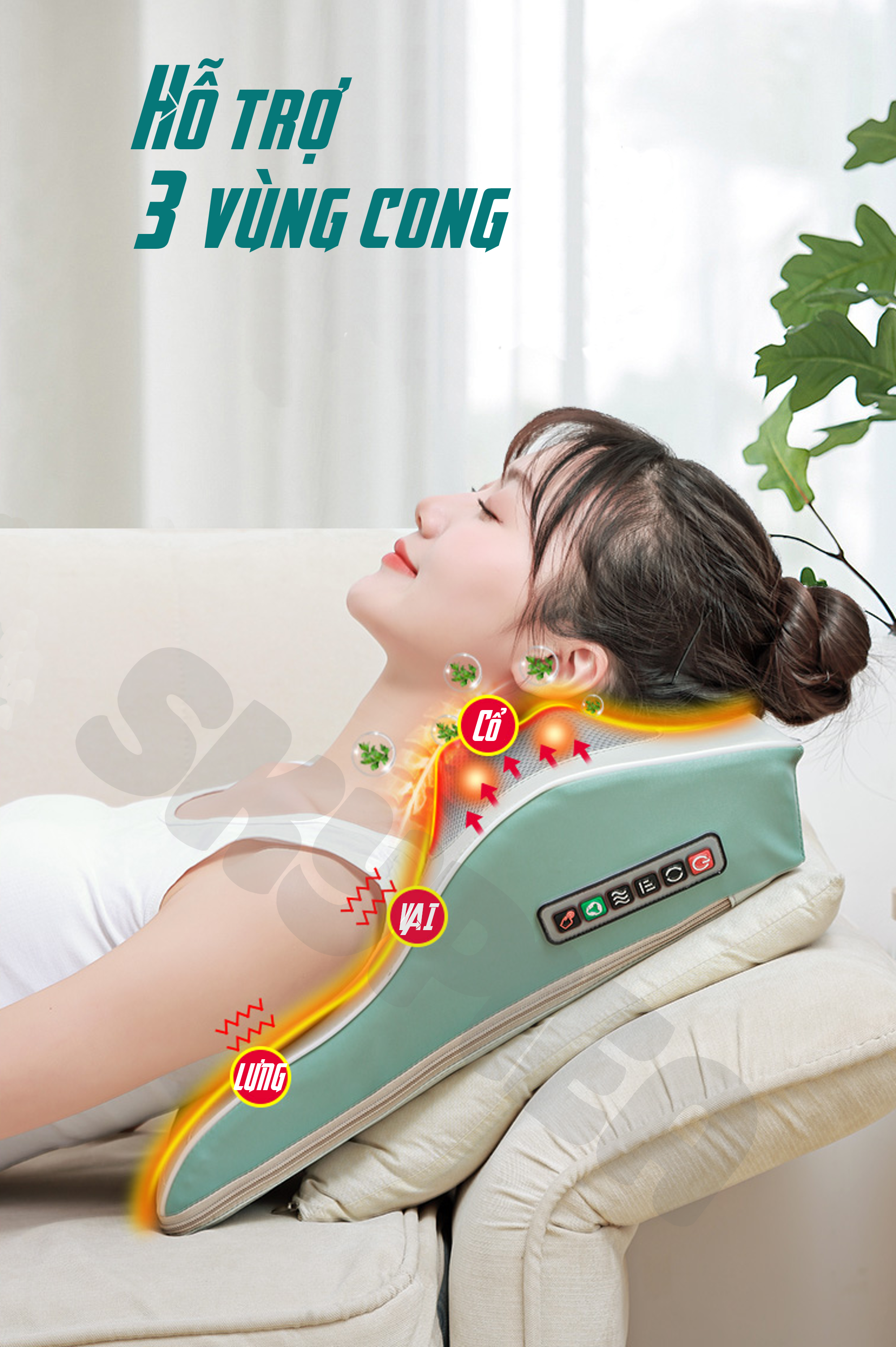 Gối Massage Hồng Ngoại- Model 2021 - 16 Đầu Bi Mát Xa - Thương Hiệu SKYPIEA -  Sử Dụng Pin Sạc - Đệm Massage Toàn Thân