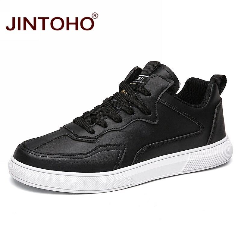 JINTOHO Fashion Men Leather Shoes Brand Male Shoes White Leather Sneakers For Men Casual 2020 Leather Flats Shoes
