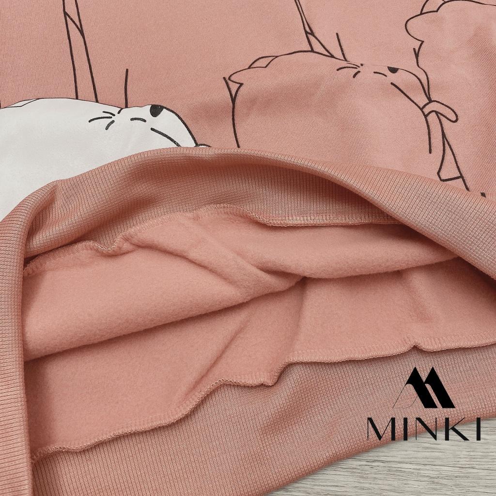 ÁO NỈ CHÚ GẤU DỄ THƯƠNG - CHẤT LIỆU NỈ CAO CẤP LÓT LÔNG MỀM - MÀU HỒNG VÀ NÂU TÂY