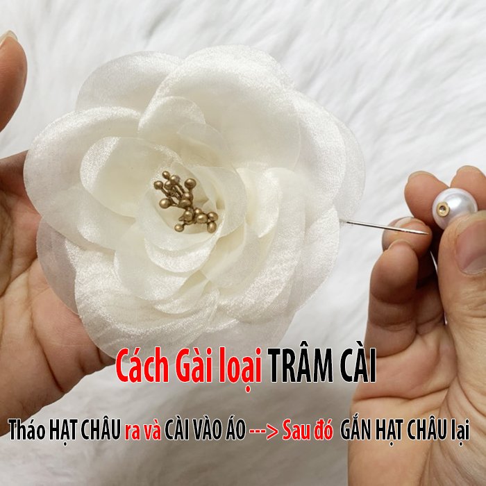 Tag Hoa Voan Lớn Cài Áo HANDMADE, Kiểu Cài Áo Hoa Có Ghim, Có Trâm Cài Áo Váy , Hoa Cài Áo Voan Cở Lớn CH006