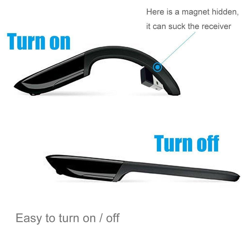 Bluetooth Hồ Quang Cảm Ứng Gấp Chuột Cho Microsoft Gấp Gọn Không Dây Chuột Quang Học 1200 DPI Chuột Di Động Du Lịch Siêu Mỏng Chuột