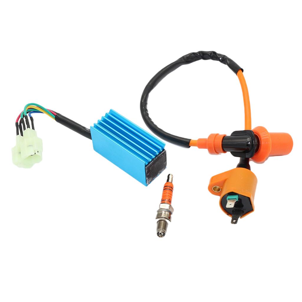 Racing Ignition Coil+3 Spark Plug+6 pins CDI for GY6 50cc 125cc 150cc ATV