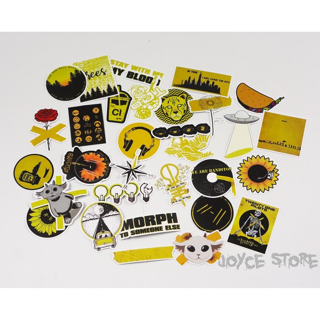 Bộ 50 Sticker  BEE VÀNG ĐEN - dán nón bảo hiểm, ghi-ta, tủ lạnh, máy tính - siêu chất, cool ngầu, dễ thương.