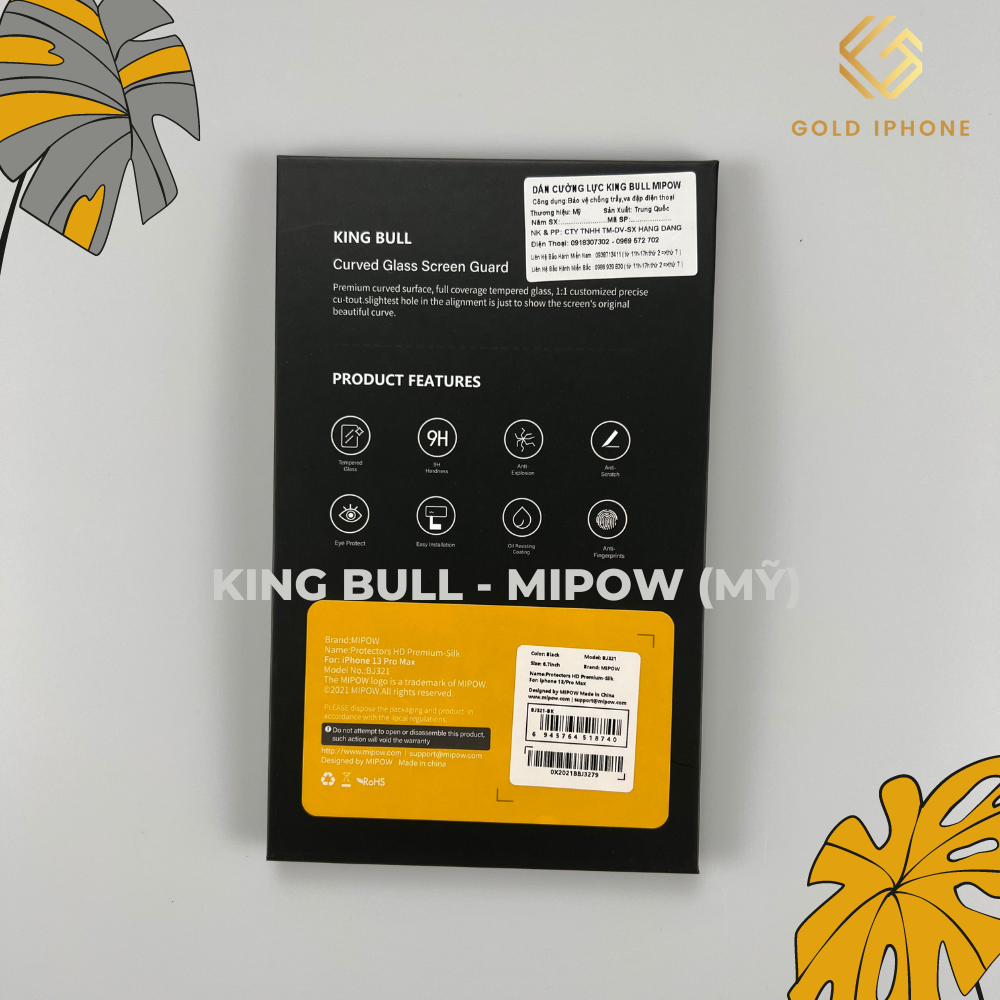 Kính cường lực King Bull Mipow BJ321/BJ213/BJ211 Trong suốt Full màn hình - Hàng chính hãng