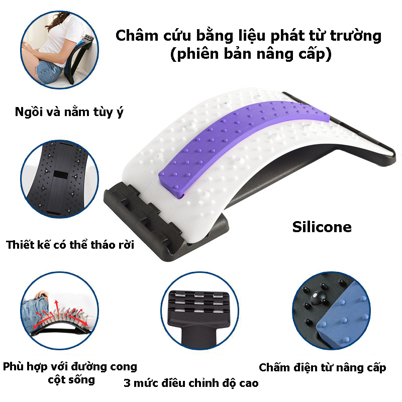 [ Phiên Bản Mới Nhất Đệm Silicone ] Khung Nắn Chỉnh Cột Sống - Định Hình Tư Thế Nằm/Ngồi Chuẩn - 10 Chấm Từ Trường Tác Động Sâu Vào Các Huyệt Đạo - Đẩy Lùi Đau Lưng, Thoát VỊ Đĩa Đệm - Hàng Cao Cấp - Giao Màu Ngẫu Nhiên