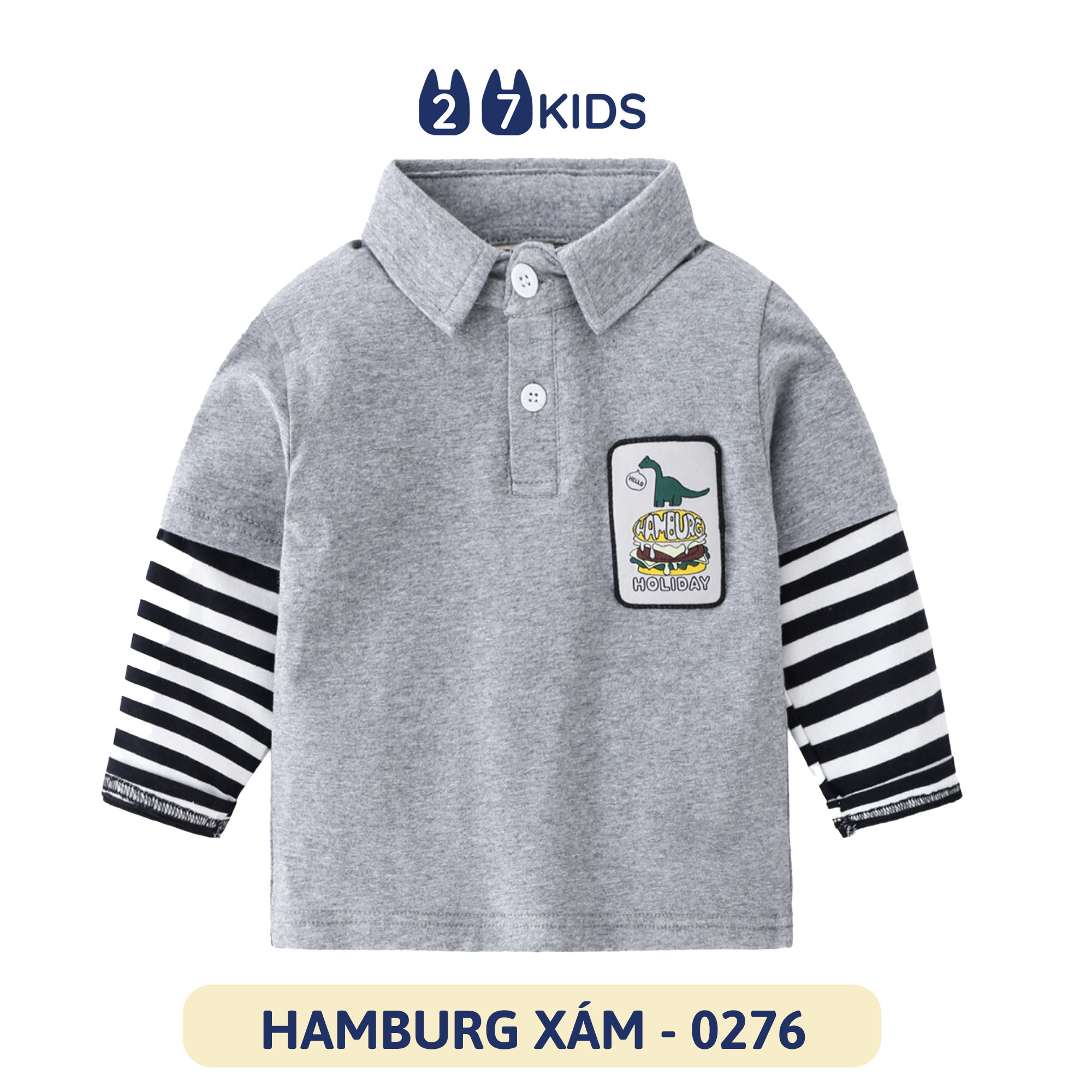 Áo Polo bé trai dài tay 27Kids WELLKIDS áo thun sơ mi nam thu đông cho trẻ từ 2-8 tuổi BLPO3