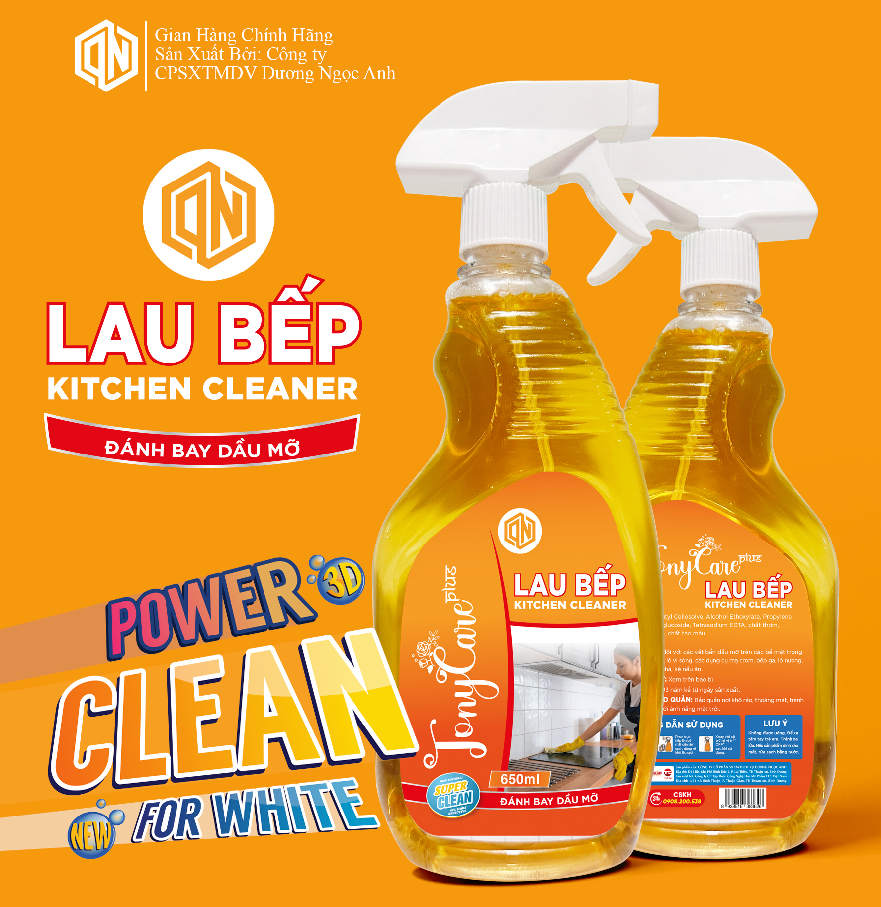Nước lau bếp Tonycare 650ml – Sạch dầu mỡ, diệt khuẩn, an toàn bề mặt – Chính hãng Tonycare