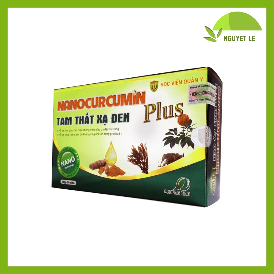 Set Quà Combo 3 Hộp Nano Curcumin tam thất xạ đen Plus Học Viện Quân Y hỗ trợ và bảo vệ dạ dày - Hộp 30 viên