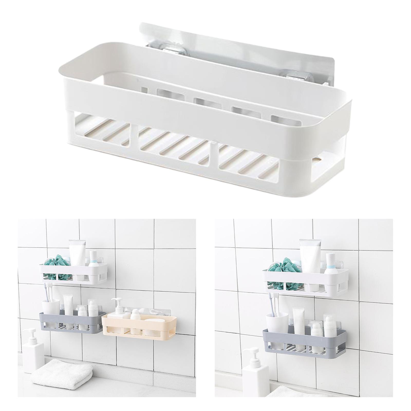 Plastic Bathroom Caddy Shower Storage Rack Kitchen Wall Shelf White