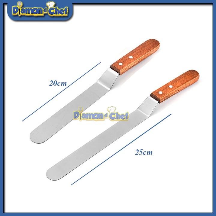 Dao phết kem chà láng bánh lưỡi cong tay cầm gỗ 20cm-25cm