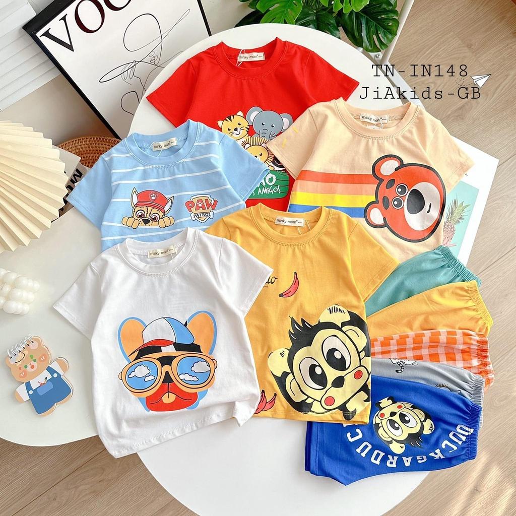 Đồ Bộ Bé Trai Bé Gái Tay ngắn Minky Mom, Quần áo trẻ em vải COTTON mềm mịn thoáng mát an toàn cho bé NN55