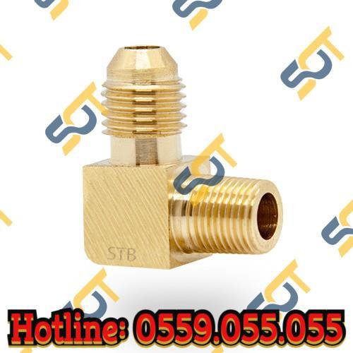 Co ren ngoài 3/8 (17), 1 đầu côn lồi NPT (Brass Flare Fitting Male Elbow 90