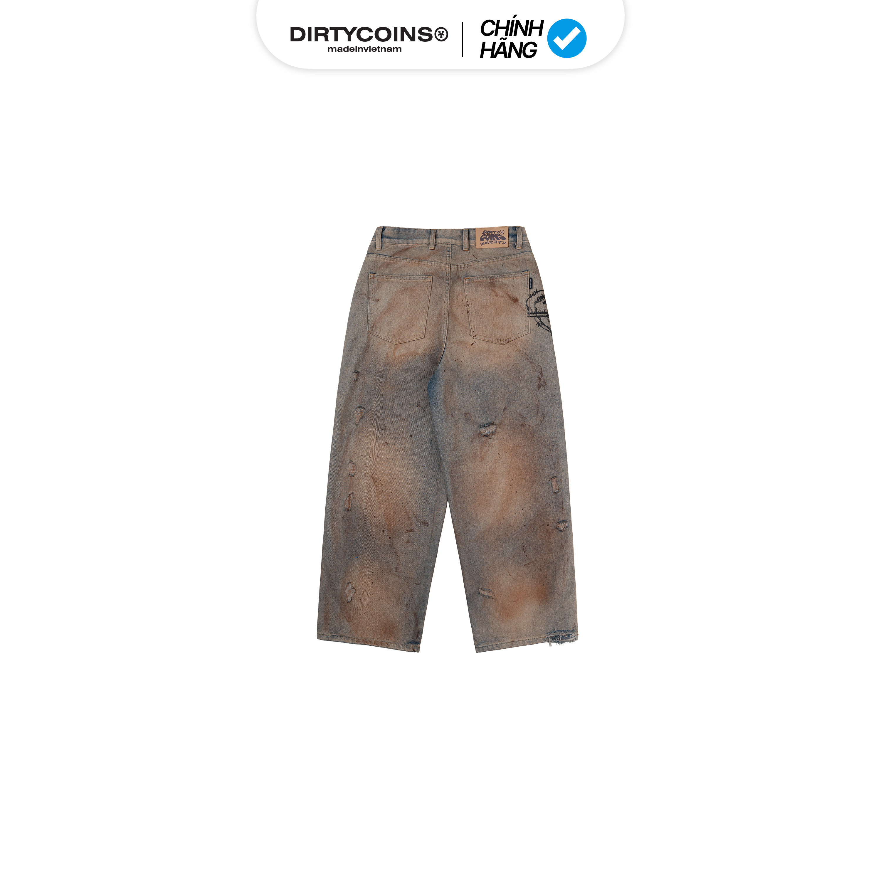 Quần DirtyCoins Stain Disstress Baggy Denim Pants Faded Blue