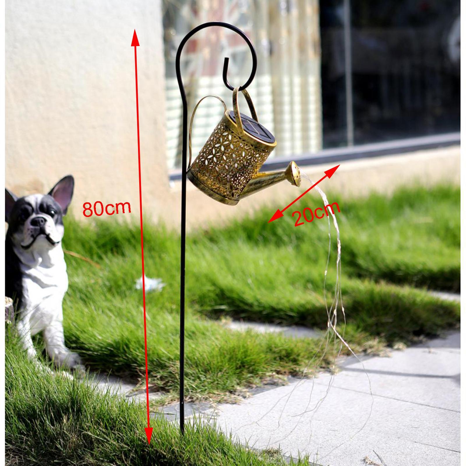 2x Outdoor Solar Watering Can with Lights for Patio Decoration