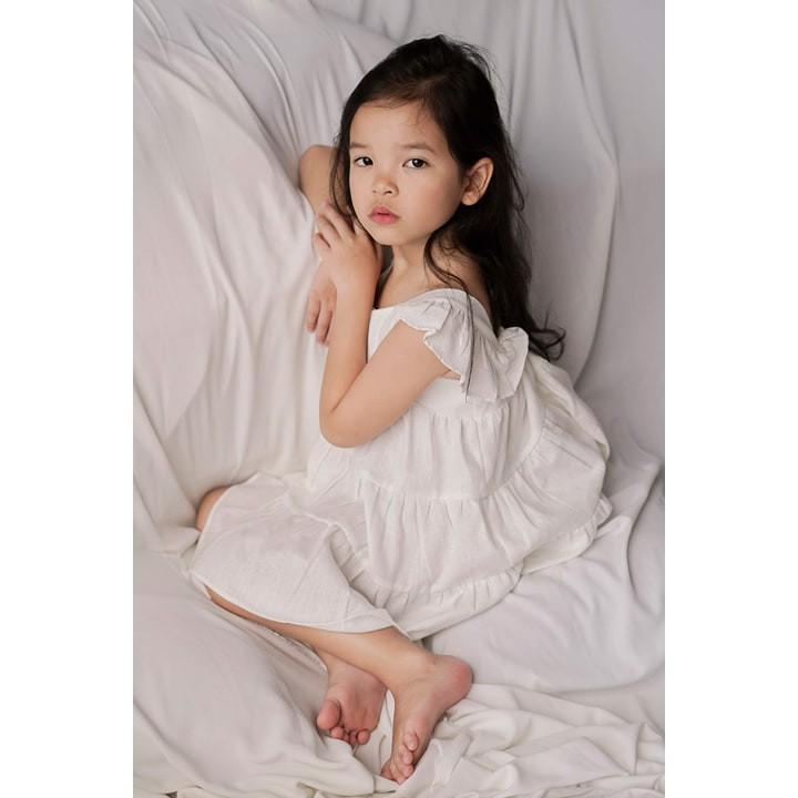 Đầm Cánh Tiên 3 Tầng Mẹ & Bé chất Linen Hàn Cao Cấp 3 Đậu Đậu-SB33-34