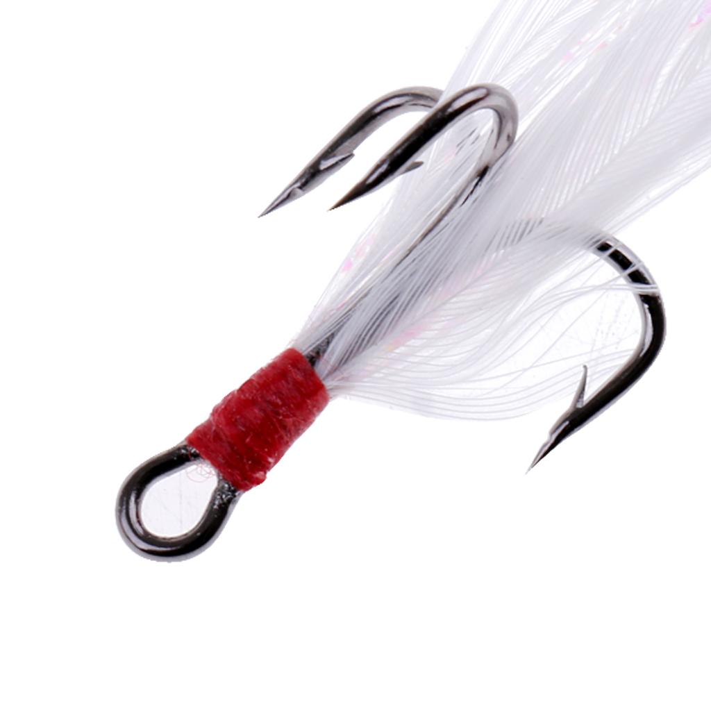 20Pcs Fishing Treble Hooks With Feather Lure Bait Hook Making Replacement 02