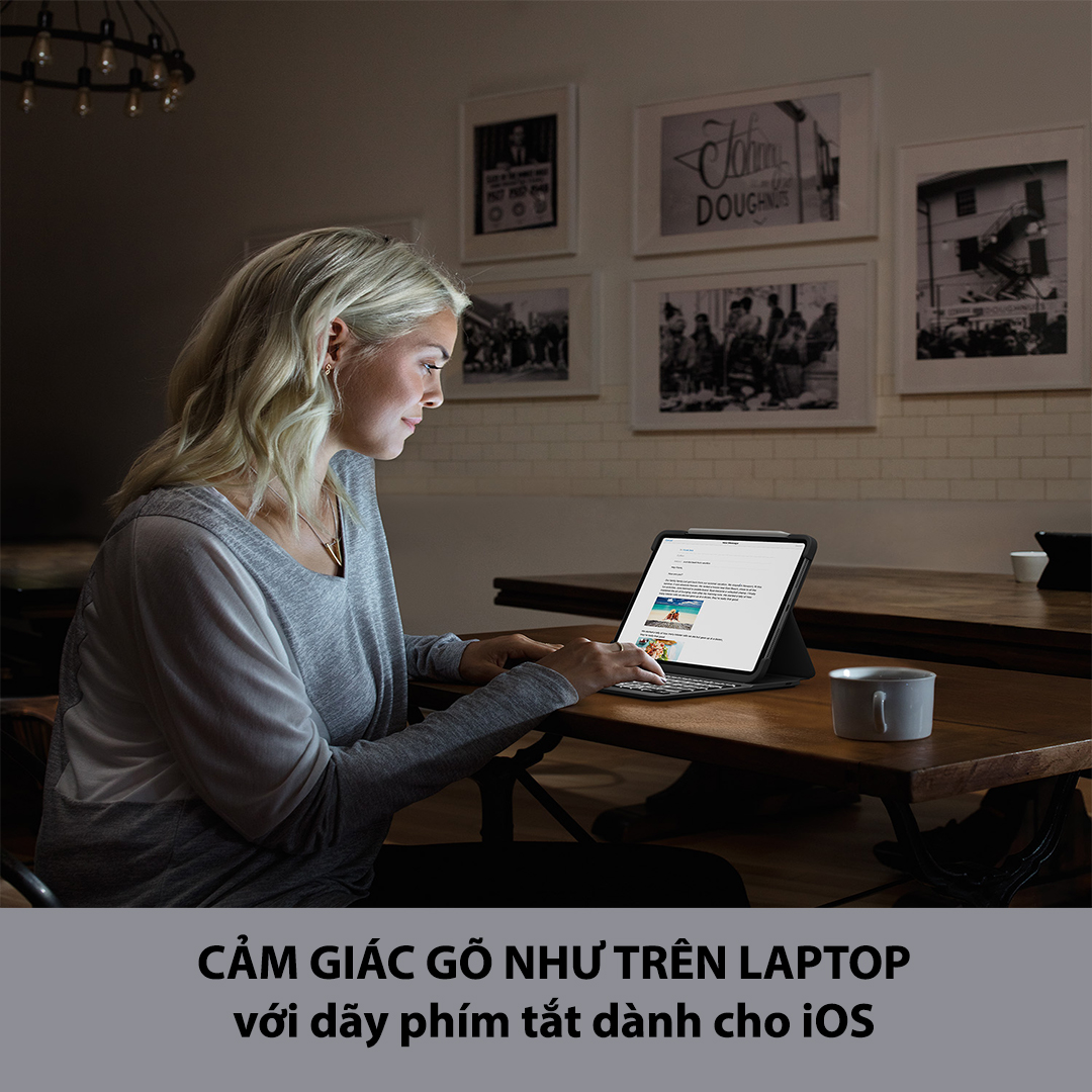 Hình ảnh Bao da kèm bàn phím Logitech Slim Folio dành cho iPad Pro 11 | 12.9 inch (2018) - kết nối Bluetooth, pin 3 tháng/lần sạc - Hàng chính hãng