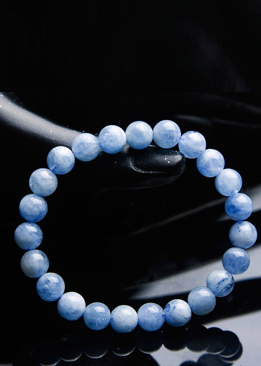 Gembank Lắc tay ngọc biển xanh aquamarine tự nhiên 8mm