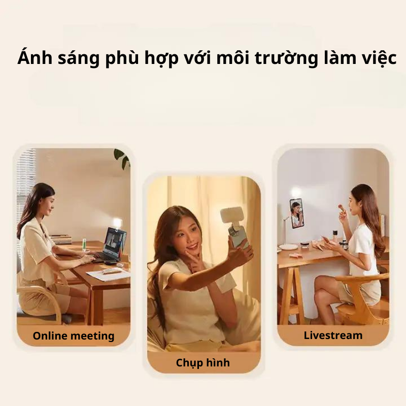 Đèn Trợ Sáng F6 Kẹp Điện Thoại / Laptop Dùng Để Livestream, Chụp Hình Có 3 Chế Độ Sáng - Hàng chính hãng