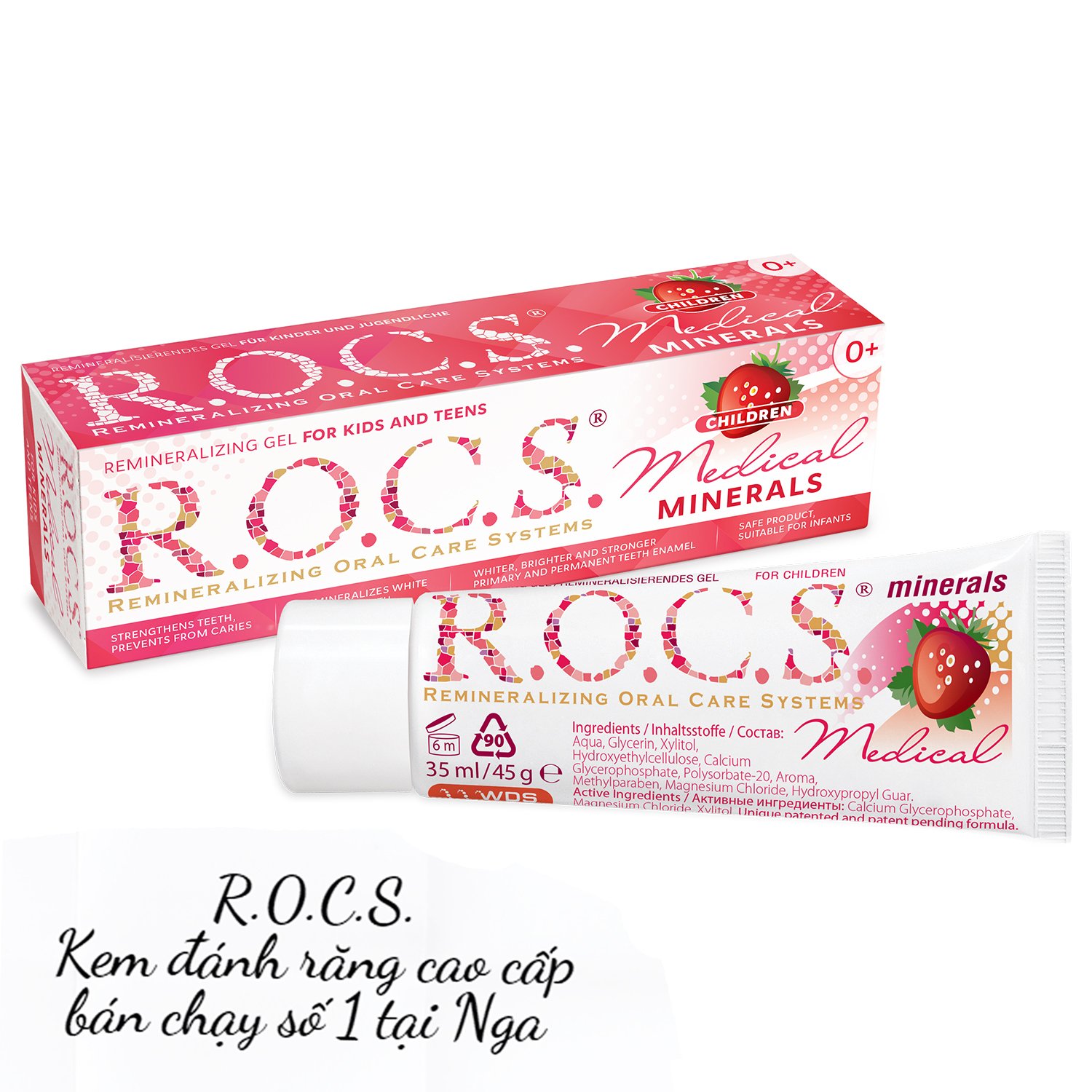 Kem đánh răng R.O.C.S trẻ em vị dâu tây - Nhập khẩu Nga