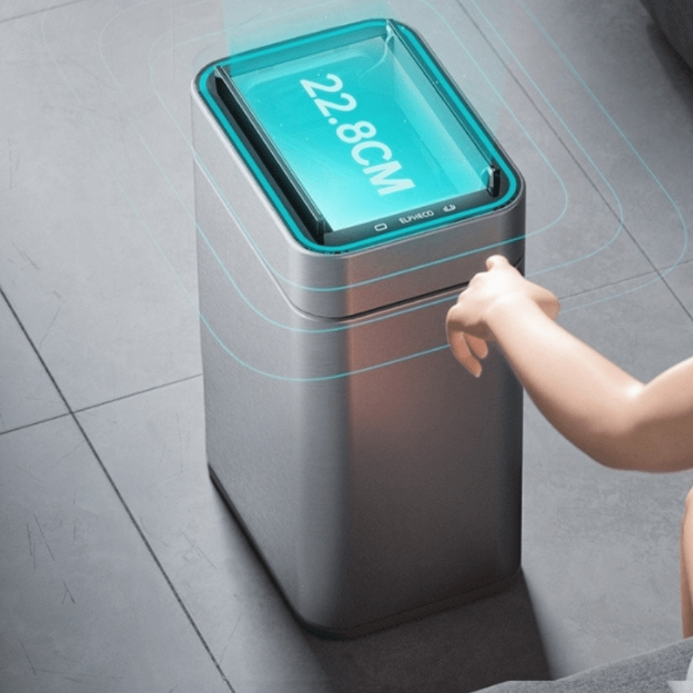 Thùng rác cảm ứng ELPHECO cánh bướm inox 15L ELPH9830 có đèn hàng chính hãng