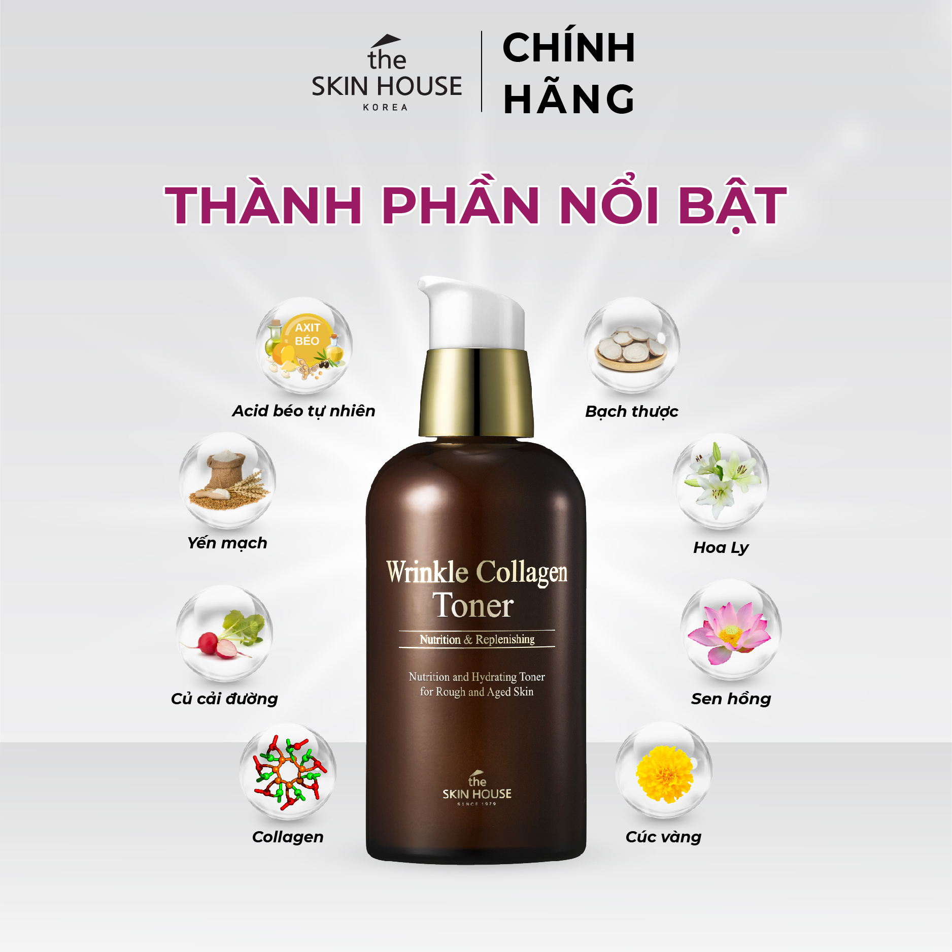 T27 Nước hoa hồng chuyên sâu bổ sung collagen giúp giảm nhăn và săn chắc da - WRINKLE COLLAGEN TONER 130ml