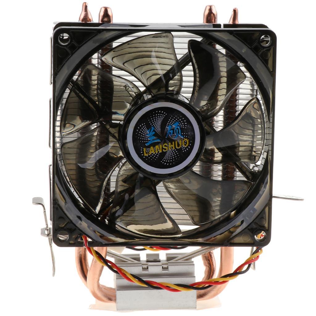 DC 12V Quiet 4pin CPU Cooler Radiator Dual-Heatpipes Red LED Cooling Fan