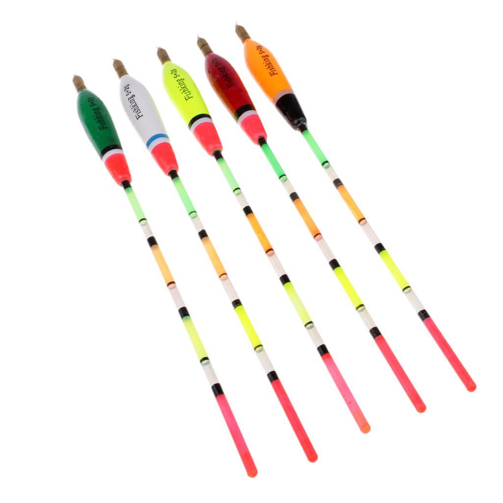 5pcs Fishing Float Bobbers Wooden Buoys Bait Indicators Rock Fishing Tackle