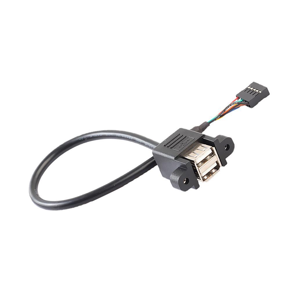 2-5pack Dual USB 2.0 A Female to Motherboard 9 Pin Header Cable and Screw Panel